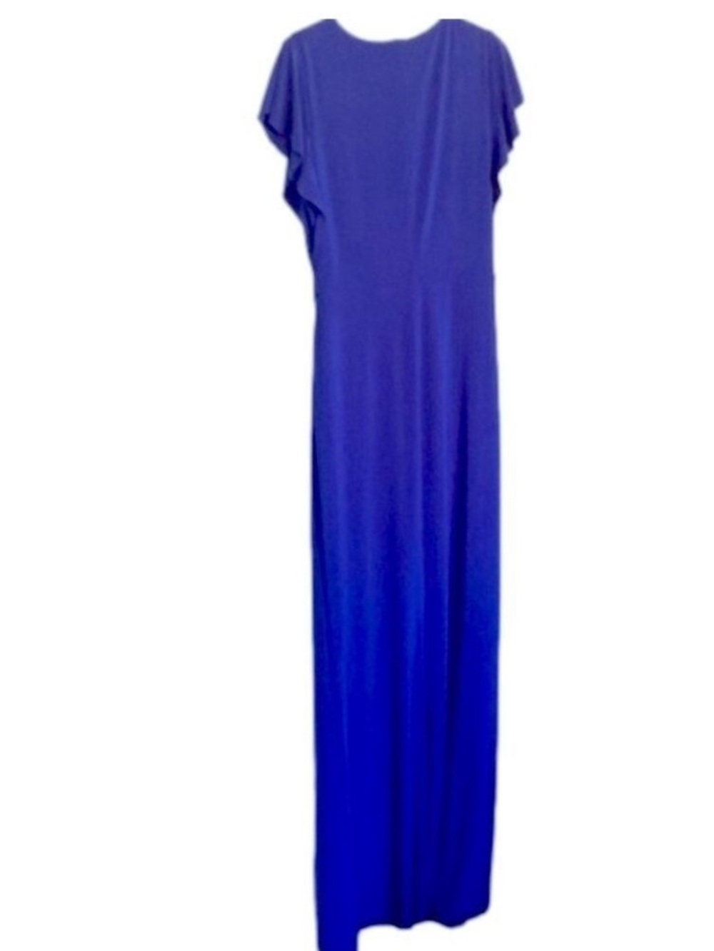 Ralph Lauren Formal Royal Blue Dress Floor Length Gown Wrap Ruffle + Flutter 8 - Picture 11 of 12